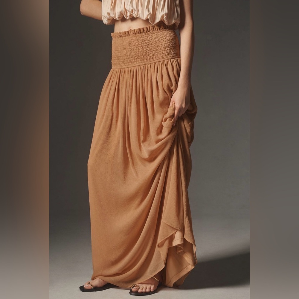 Anthropologie | BY ANTHROPOLOGIE SMOCKED SHEER MAXI SKIRT | Small‎ | NWT - Picture 2 of 7